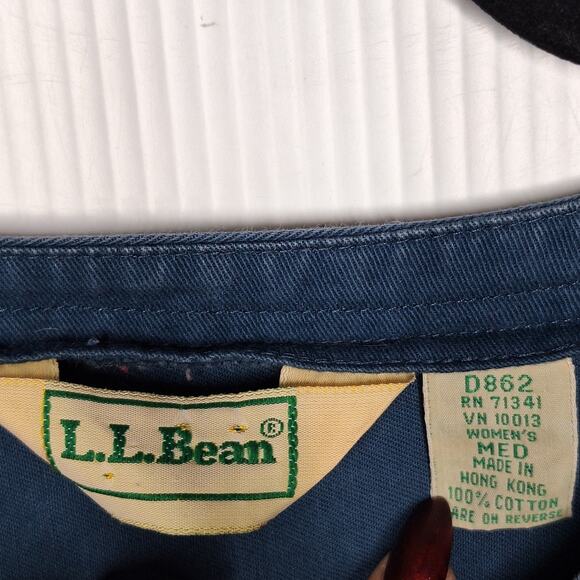Vintage 90s L.L. Bean Tunic Top Women's Medium Collarless Cotton Canvas Utility - Picture 4 of 8